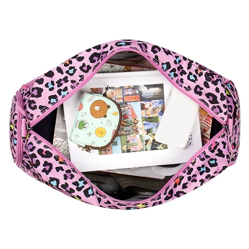 Choco Mocha Kids Duffle Bag & Passport Holder Girls ages 9-12 for Travel Cheetah Pink4