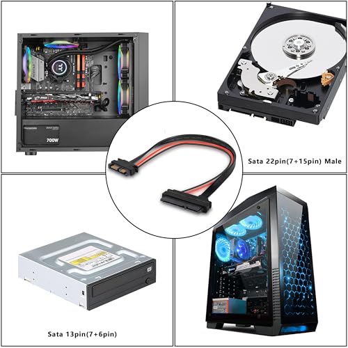 Adaptador Slimline SATA 13 macho a 22 pines hembra 30cm miniatura 7