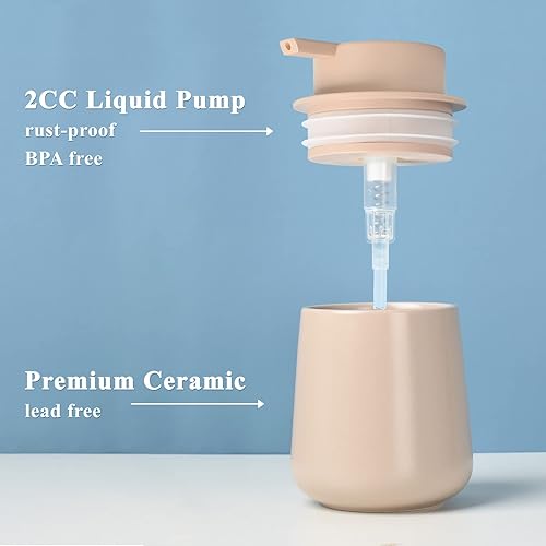 Miniatura 3 de BosilunLife Dispensador de jabón de manos  Dispensador de jabón de cerámica para platos para baño, dispensador de jabón líquido recargable de 12