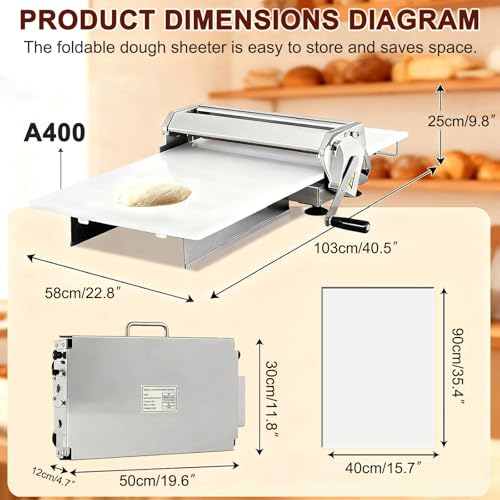 Laminadora de masa con grosor regulable de 0 a 25 mm y diseño plegable 4