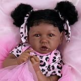 Aori Reborn Baby Dolls Black Lifelike African American Reborn Girl Doll 20 Inch Weighted Biracial Newborn Baby with Pink Clothes Accessories Set for Girls Age 3