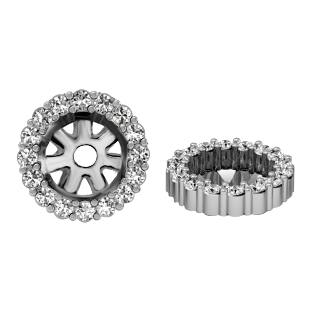 Dazzlingrock Collection Round Gemstone Halo Removable Earring Jackets (It Can be fit up to 4mm studs) for Women in 10K Solid White Gold