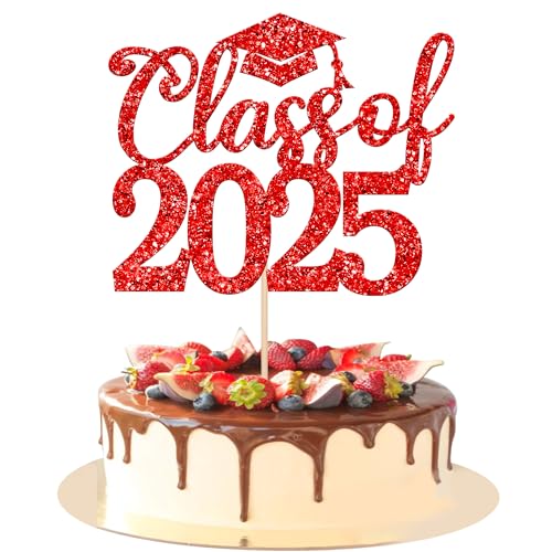 Xsstarmi 1 confezione 2025 topper per torta di laurea classe del 2025 decorazioni per torta di congratulazioni grad cake pick per laurea 2025 decorazioni per feste di laurea universitarie rosse