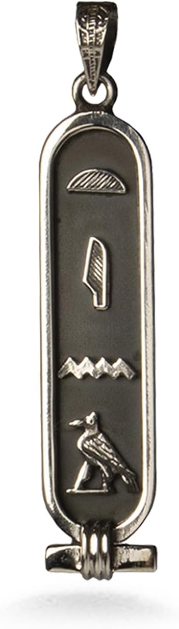 Personalized Cartouche Pendant - Available in 14K, 18K Gold, Sterling Silver, and Gold Plated Sterling - 1-Sided Solid Pendant - Translate Any letters into Hieroglyphs - Handmade in Egypt