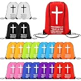 Sunnymove 20 Pcs Christian Drawstring Backpack Bulk Religious Drawstring Bags VBS Gifts Bags Sunday School Gifts(Proverbs 3:5)