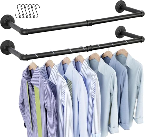 Consejos para Comprar Estanterías para colgadores - solo los mejores. 50 2PCS Estante de Ropa Metal 92cm - Perchero de Pared Industrial para Ropa, Multiusos Tubo para Colgar Ropa Modernos, Desmontable Colgador de Ropa en el Armario, para Balcón, Baño,...