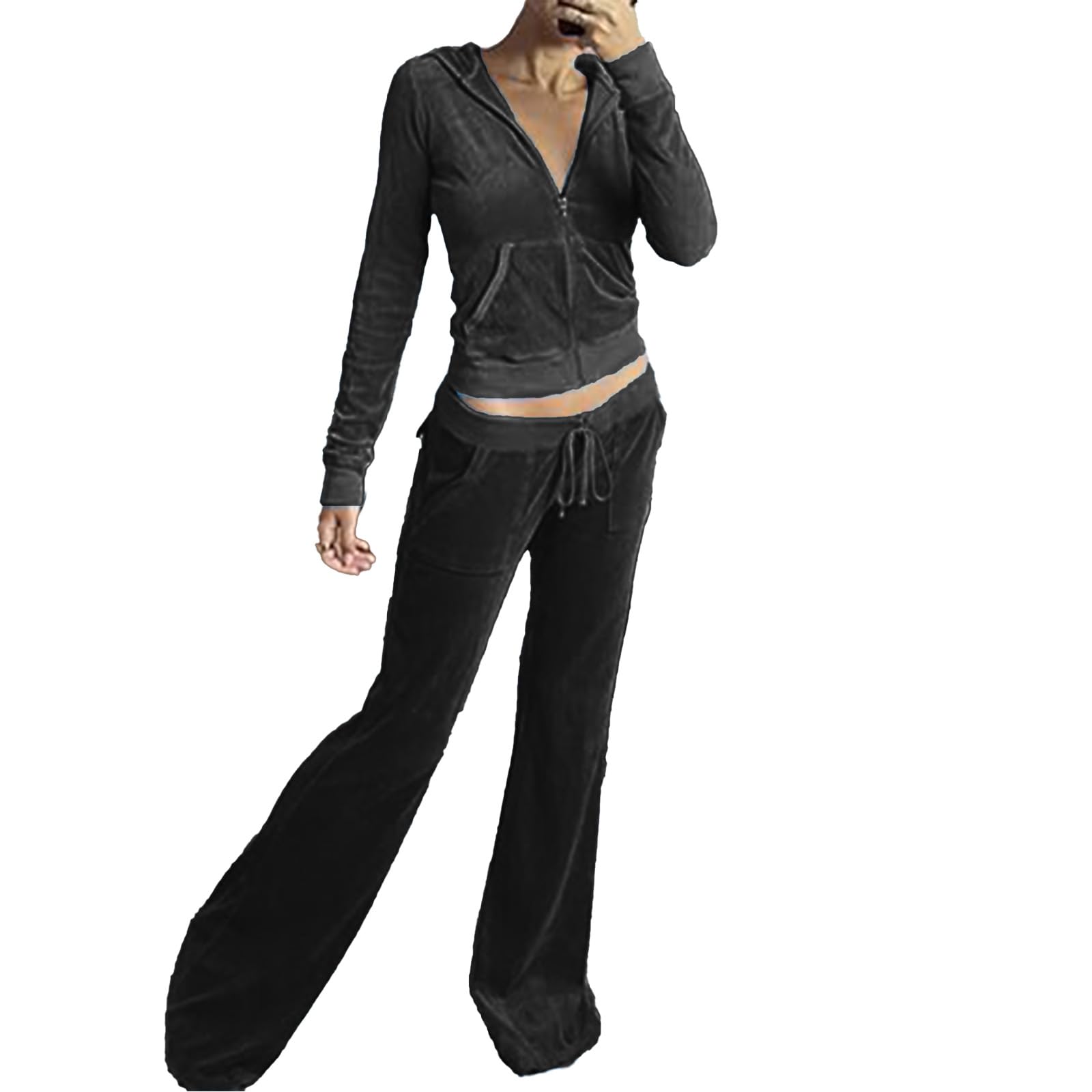 Conjunto deportivo de 2 piezas para mujer, conjunto casual de manga larga con cremallera — view 6