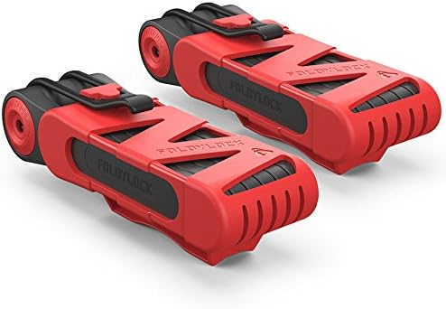 Foldylock Bike Lock Classic Red | Heavy Duty Foldable Bicycle Lock (Carrying Case Included) Unfolds to 35"/90cm (Red (Pack of 2))