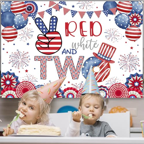 Fondo decorativo rojo, blanco y azul 7 x 5 ft para fotografía miniatura 4