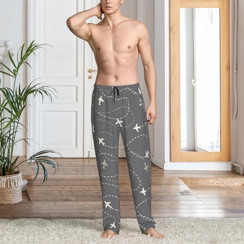 Novastar Mens Pajama Pants Bottoms with Pockets- Airplane Routes Around The World Soft Men Pj Pants, Comfy Men Lounge Pants2