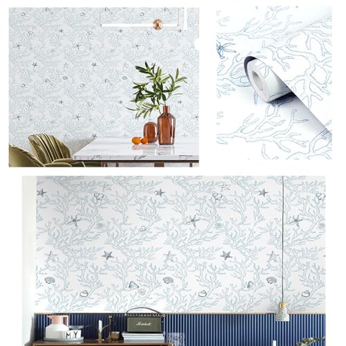 Papel tapiz autoadhesivo de coral marino para decorar un salón costero 4