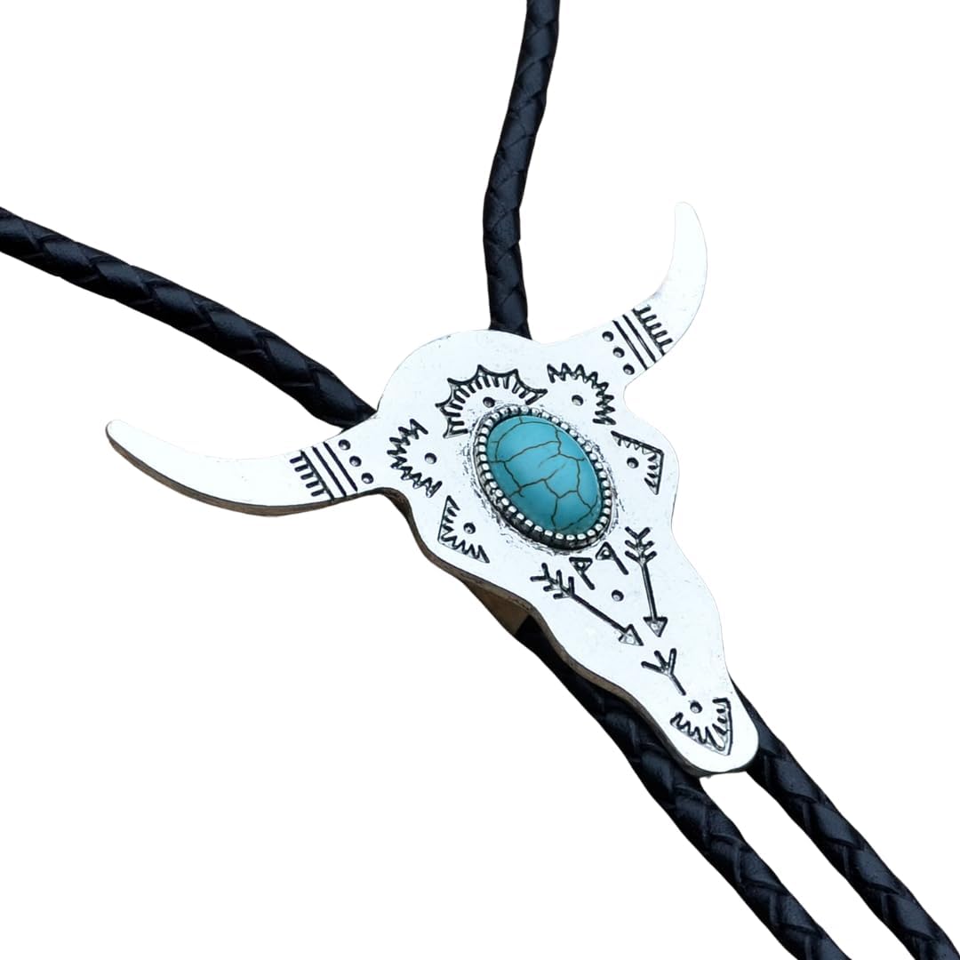 Cow Skull With Turquoise Bolo Tie