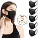 Produktbild Dragonee 5 Stück Schwarz Baumwolle Gesicht Baumwolle Mundbedeckung Unisex Wiederverwendbar Mundschutz Gesichtsschicht, für Sport, Outdoor und Arbeit