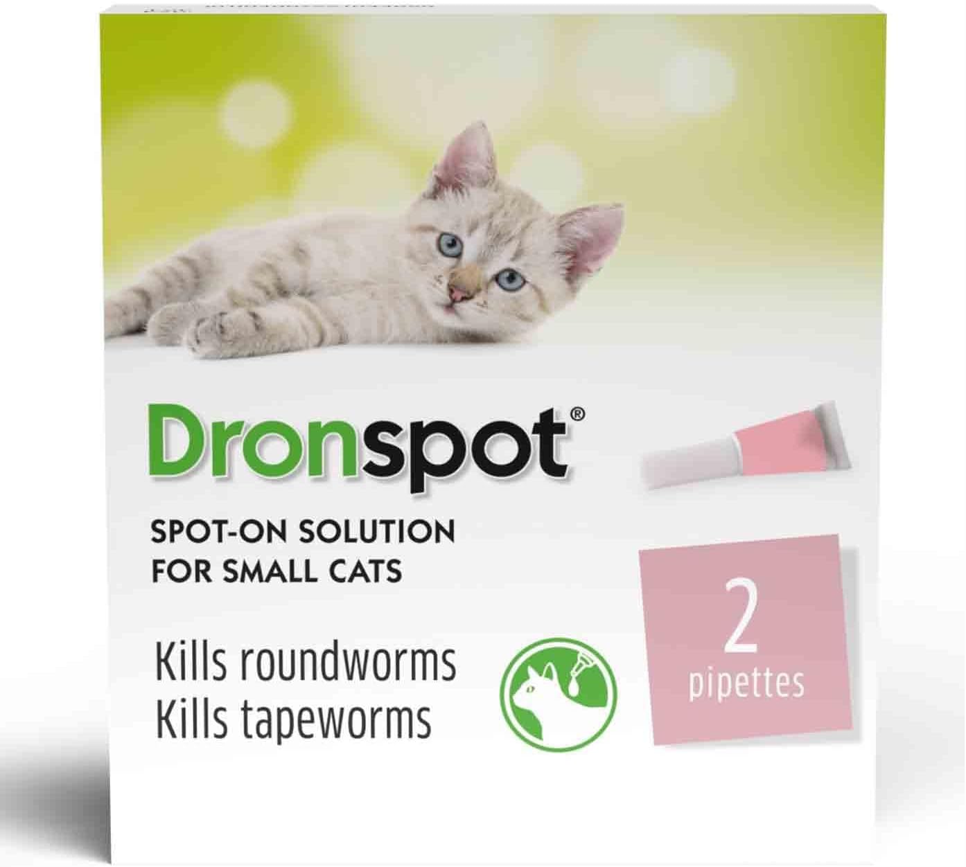 Dronspot Spot On Wormer for Small Cats 0.5 to 2.5kg 2 pipettes