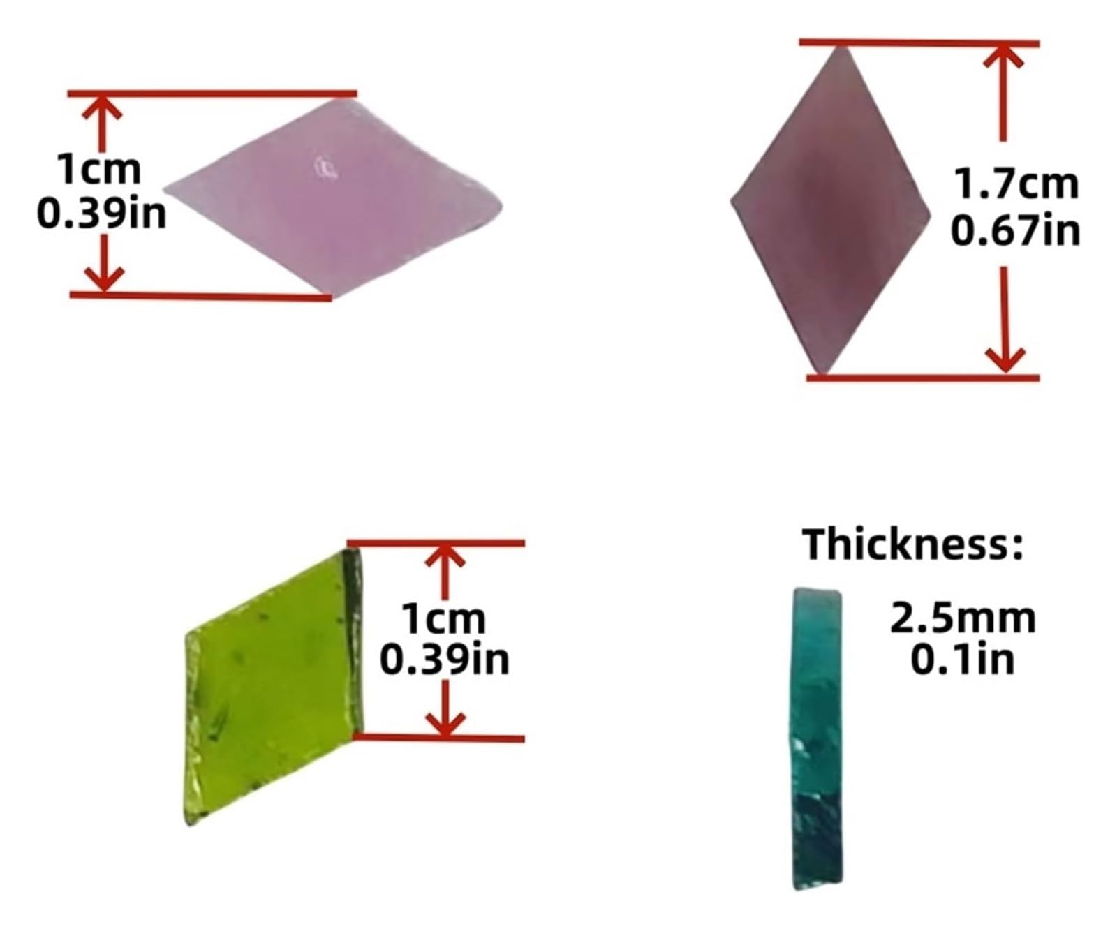 Szklane płytki mozaikowe, Samoprzylepne rombowe mozaiki z miki wielokolorowe 1 cm opakowanie boczne 200 szt. do majsterkowania(Color 15)