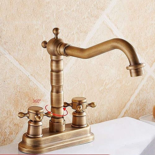 Robinet lavabo rétro résistant au calcaire avec mitigeur double - 3