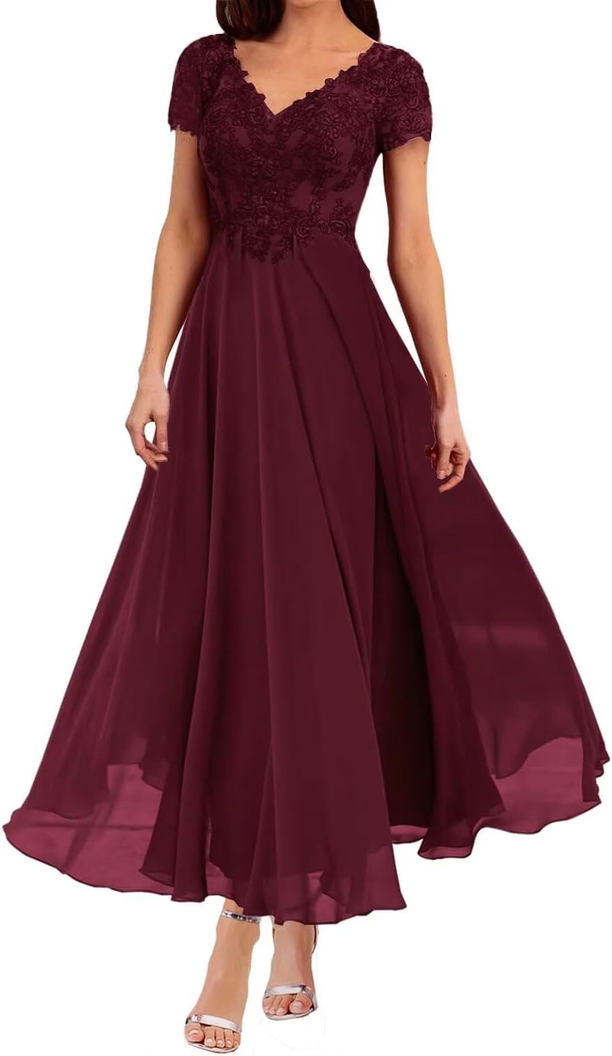 Dream Wedding Mother of The Bride Dresses Lace Appliques Formal Evening Party Prom Gown Chiffon Cap Sleeve A-Line DR0201 DR