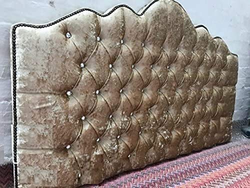 mm08enn NEW LUXURY PMAN DIAMONTE HEADBOARD IN CRUSHED VELEVT WITH BEAUTIFUL STUDS IN 4ft6 double(36" tall), gold