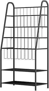 4-Tier Magazine Rack - Heavy Duty Carbon Steel Display Stand For Books & Brochures (Black)