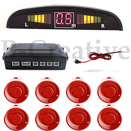 B-Creative NIEUWE 8 Parkeersensoren Proton, Renault, Rolls-Royce, Rover Seat, Seat Ibiza LED Display Auto Reverse Backup Radar Systeem (rood)