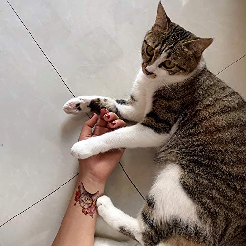 Oottati 30 Sheets Super Cute Tiny Cats Head Flower Temporary Tattoo Suit For Kids Women #TOP7