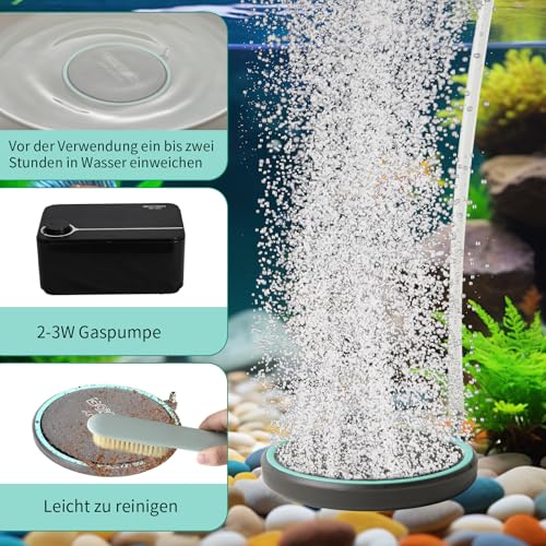 boxtech Aquarium-Nano-Luftstein,Aquarien Ausströmer Sandplatte Set,Aquarium Diffusor für gelösten Sauerstoff Belüfter Stein(50 MM)