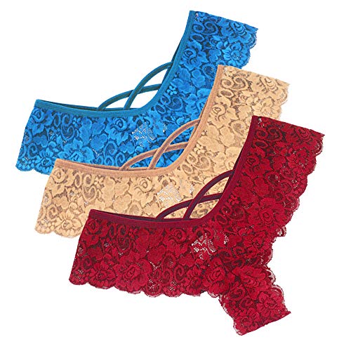 3pcs Slip De Dentelle Confort Sexy Strings Grande Taille Femmes Sexy Tangas Erotique Briefs Culottes Creux Dentelle élastique Tentation Sonojie Cover