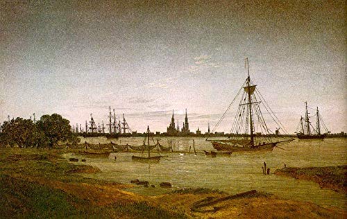 Toile Port au clair de lune peinture à l'huile pour mur vide et triste