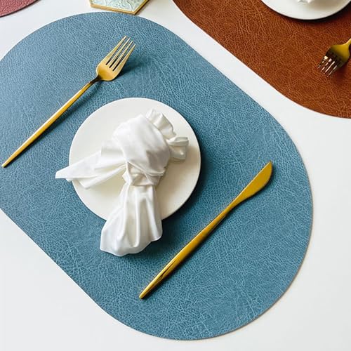 Sets de table moderne pour repas de famille bleu orange marron