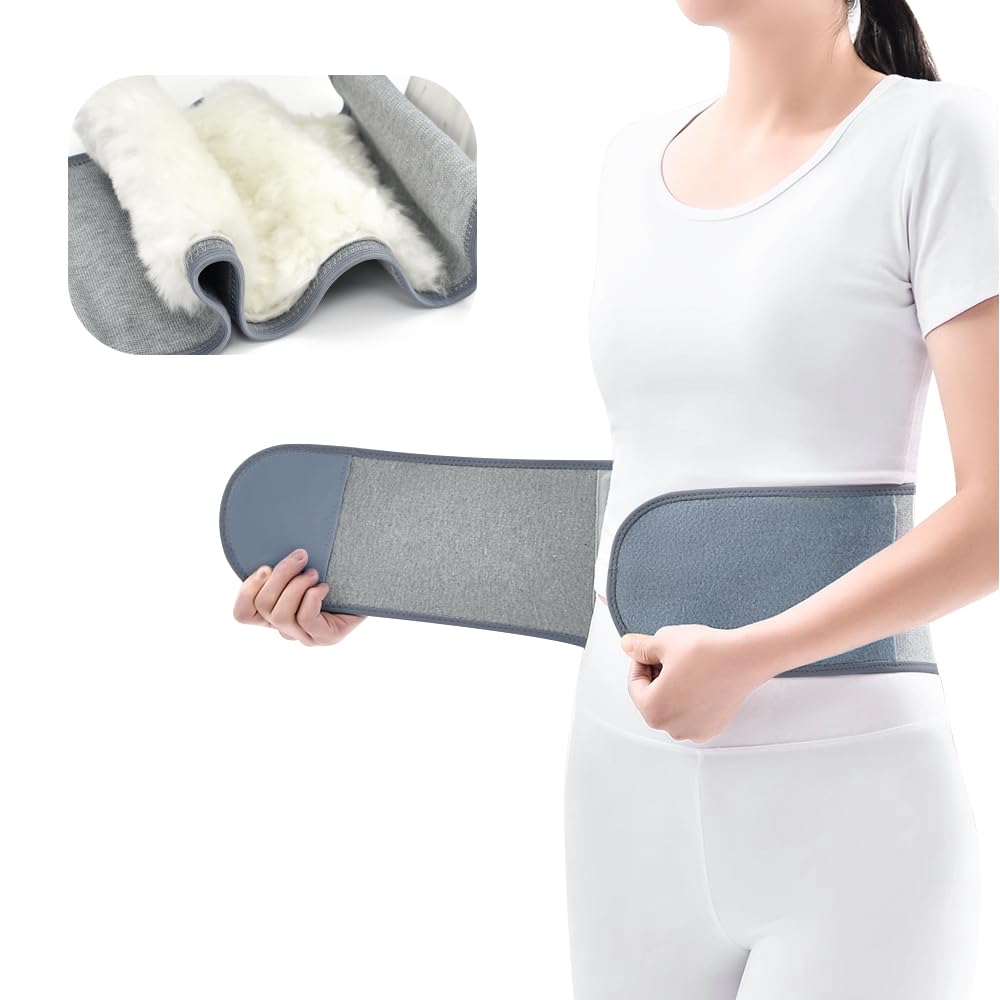 NAROSEBE Unisex Calentador de Cintura Faja Lumbar Calentador de Cintura de Cachemira Cinturón Lumbar Mujer Cinturón Invierno Calentado de Lana Cinturón de Punto (Gris (con terciopelo))
