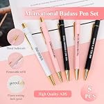 Stylos drôles, ensemble de stylos Badass motivationnel, ensemble d'un stylo quotidien de swear Word, ensemble à bille quotidienne avec encre noire, stylos Inspirationnels drôles avec des propos pour les collègues adultes fournitures de bureau (5pcs)