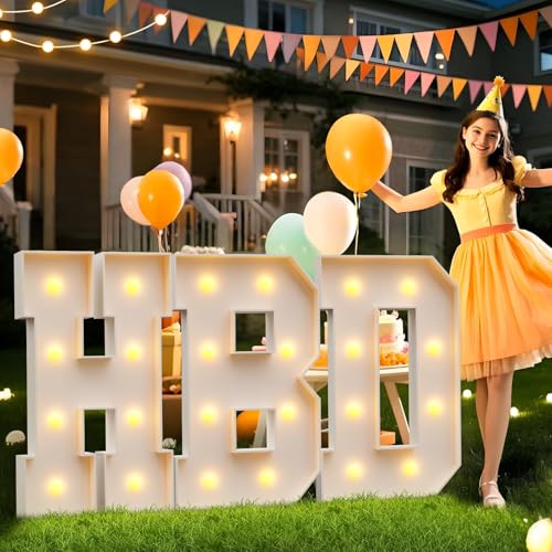 imprsv 3FT Block Marquee Letters Light Up Letters for Birthday Baby Shower Party Backdrop Decor, Large Light Up U for Wedding Decorations Engagement Party Decorations by imprsv - Used condition - Image 5