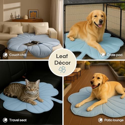 Vagascape Tapete refrescante para cães – formato de folha grande, lavável, antiderrapante, almofada
