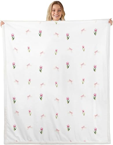 Miniatura 8 de Manfei Manta de vellón con diseño de mariposas florales en acuarela, manta acogedora para cama, sofá, decoración de habitación de niños, niñas y