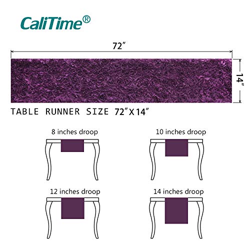 Table Runner Calitime 14 X 72 Inches Solid 3D Stereo Chiffon Rose Flower Non-Slip Table Runner Dresser Scarf For Dining Party Wedding Table Decoration Purple #TOP3