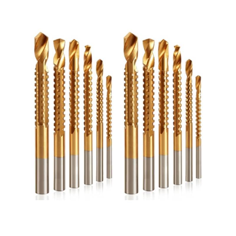 Titanium Coated HSS Drill Bit Set, Serrated Side Cutting Drill Bit，2 Set