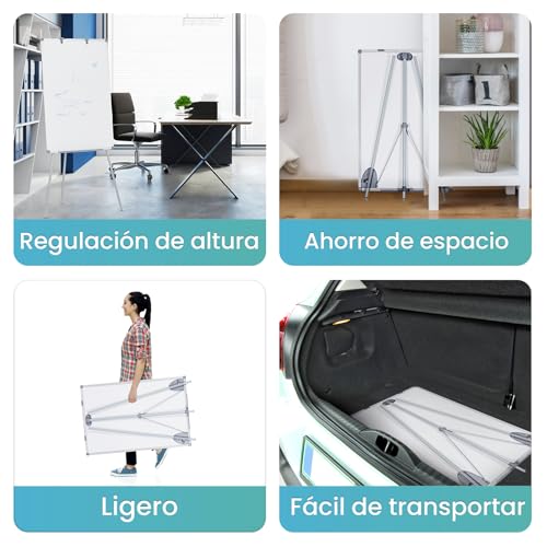 SwanSea Pizarra Blanca con Caballete 60x90cm, Pizarra Magnética con Trípode, Altura Ajustable, para Convenciones y Congresos - imagen 4
