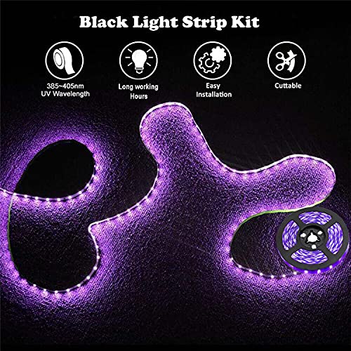 20Ft Uv Led Strip Lights - Icreating Uv Led Strip Lights 395Nm To 405Nm Led Strip Light, 12V Flexible Purple Light Led Strips, Non-Waterproof For Party, Stage Lighting, Body Paint #TOP2
