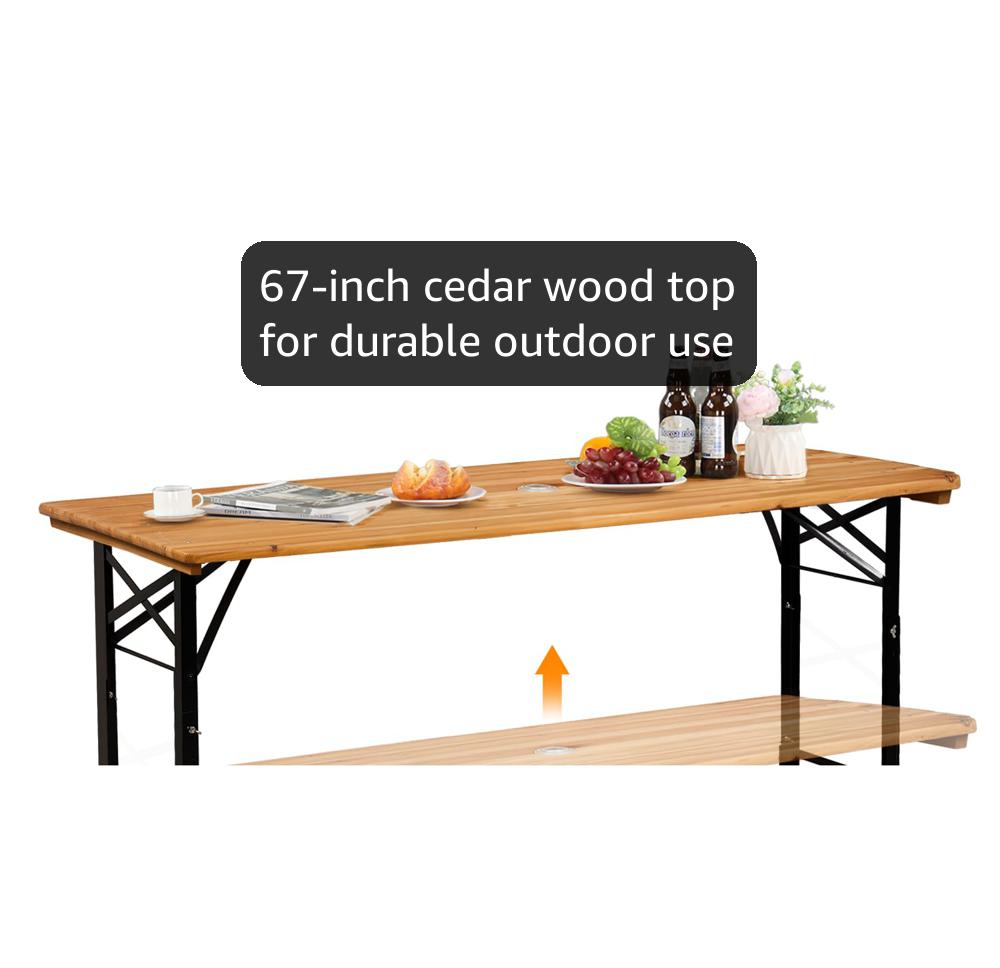 Amazon.com: VINGLI 67 Inch Wooden Folding Picnic Table, Picnic