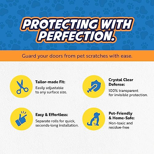 Panther Armor 4-Roll Door Protector from Dog & Cats Scratching - Anti Scratch Door Guards - Cat Scratch Door Frame Protector - Clear - 40" x 8.2"