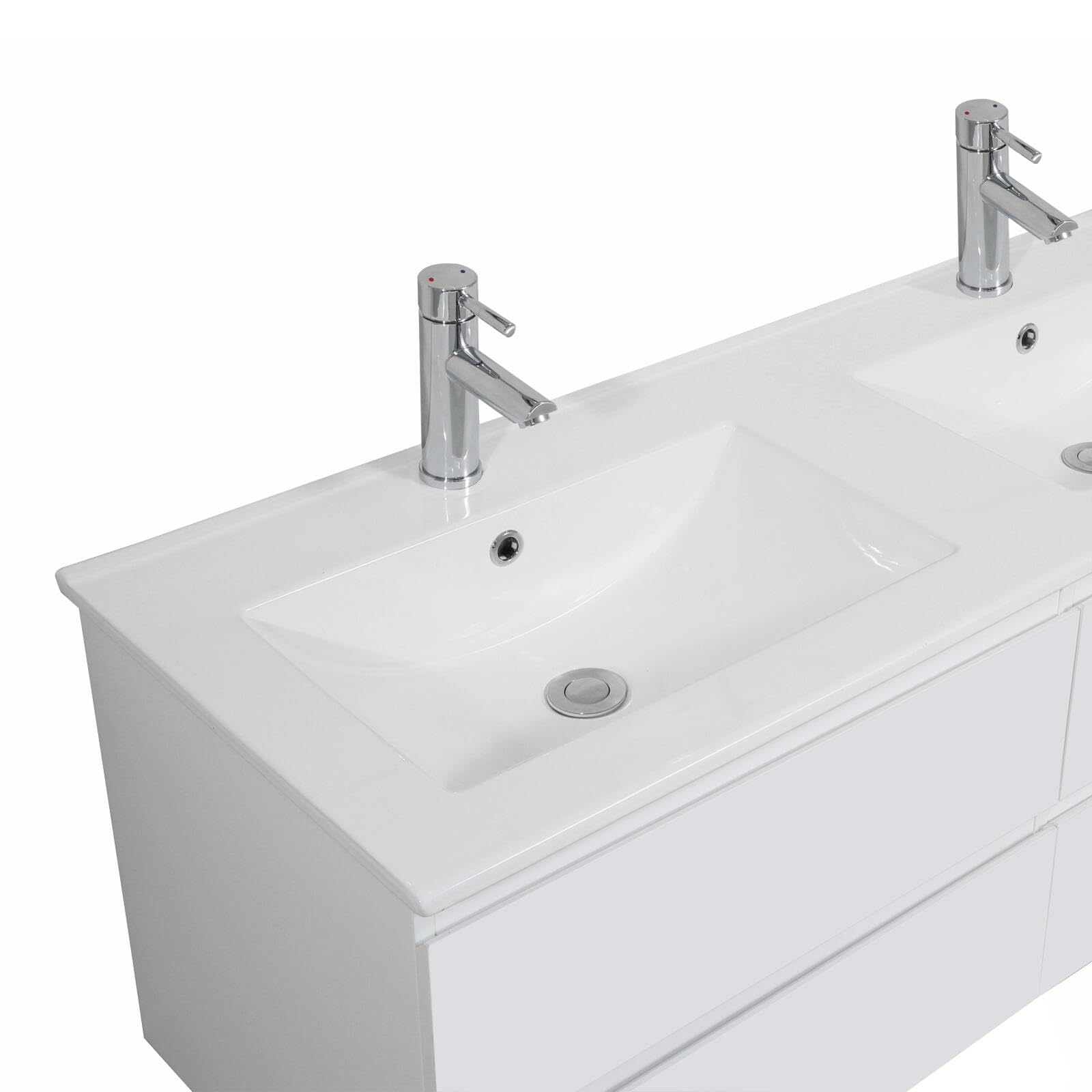 MOB-IN Meuble Double Vasque Sorrento Suspendu avec Plan céramique 120cm
