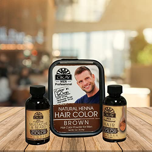 Okay Cor de cabelo de henna masculina, marrom, 59 g (OKAY-MENHHBRW2)