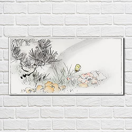 Impression sur verre fleurs et papillon pour décorer le salon - 2