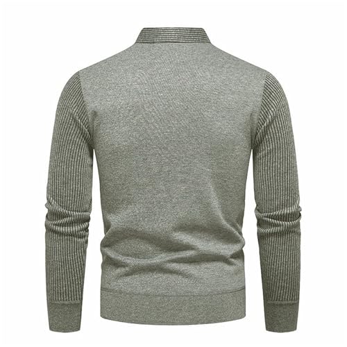 Men's Faux Two Piece Lapel Pullover Striped Cable Knitted Shirt Sweater Slim Fit Lightweight Soft Sweatshirts4