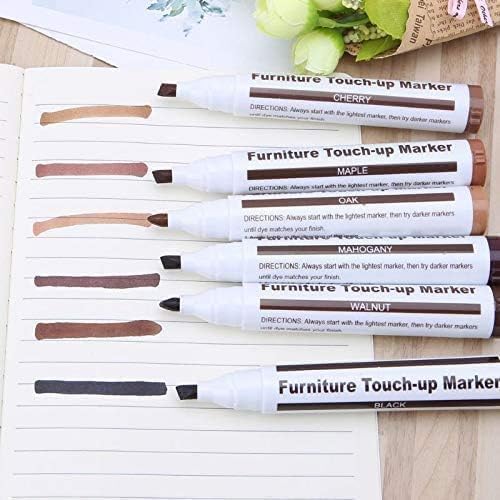 Image of KRySt Furniture Touch-Up Marker | Colour Wood Repair Markers for Scratch Removal on Wooden Furniture, Floor, Table, Cabinet & Door | Quick Dry Surface (8 MARKER + 8 WAX Color)