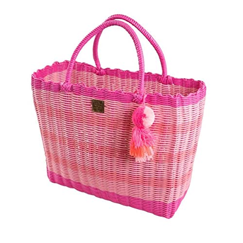 Simply Southern Key Largo Tote | Womens Woven Tote Bag (Pink Stripe, Small) #TOP1