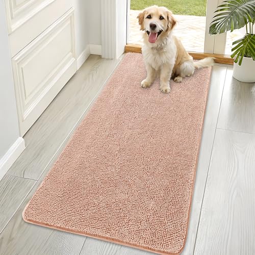 OLANLY Dog Door Mat for Muddy Paws 70x35, Super Absorbent Chenille Mud Mat