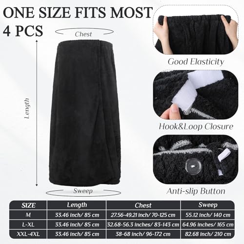Image of 4 Pcs Towel Wrap for Women Waffle Spa Robe with Adjustable Closure Elastic Top Lightweight Wraps for Bath Shower