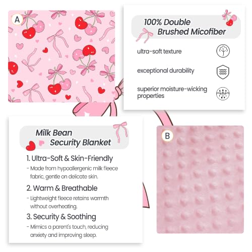 Image of Viviland Toddler Nap Mat with Pillow and Minky Dot Blanket, Cherry Bows