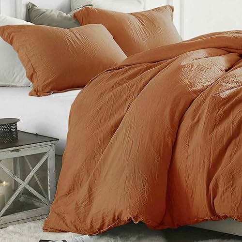 KimLuxz Burnt Orange California King Duvet Cover Set – 3pc